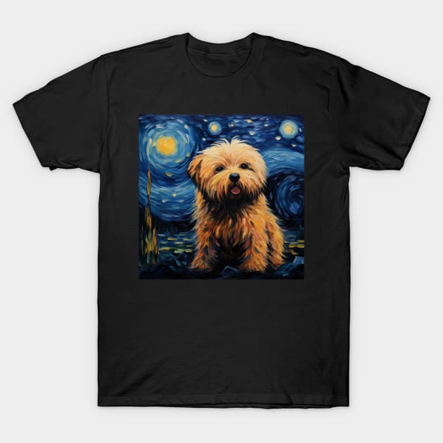 Cute Puli Dog Puppy Brown Painted in Starry Night style T-Shirt by NatashaCuteShop